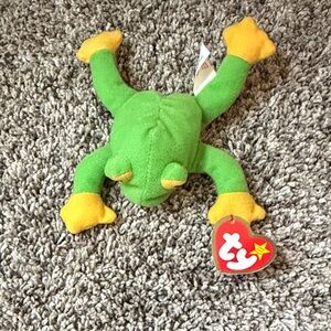 Green and Yellow Plush Frog Toy